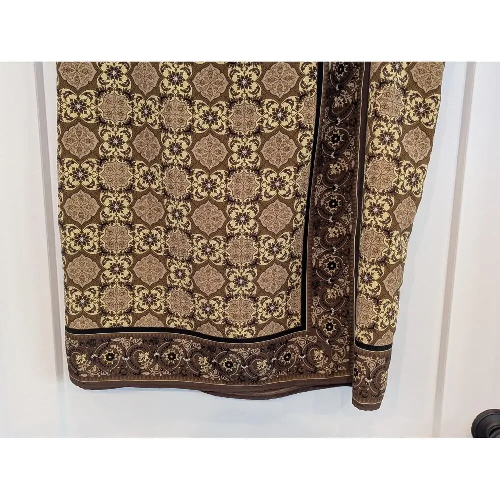 Sag Harbor Floral Midi Wrap Skirt Women 20 Pull On Elastic Waist Earthy Natural
